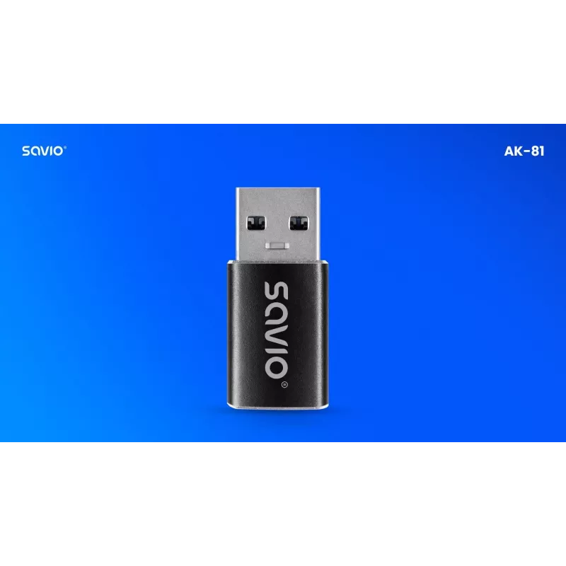 Savio AK-81 videokabel-adapter USB Type-C USB Type-A zwart