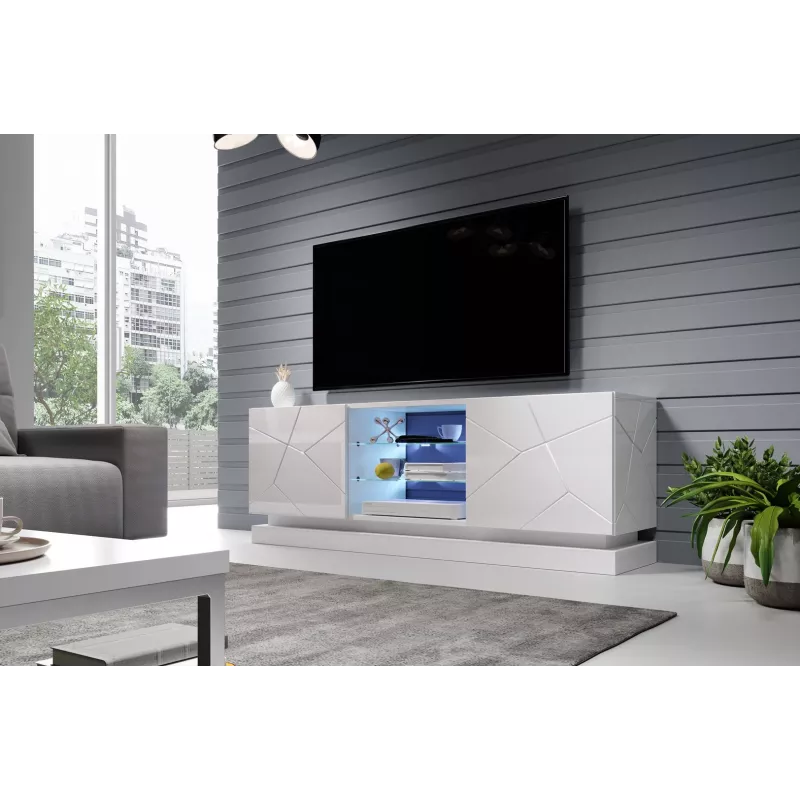 Cama Meble QIU 160 tv-kast, MDF, wit hoogglans