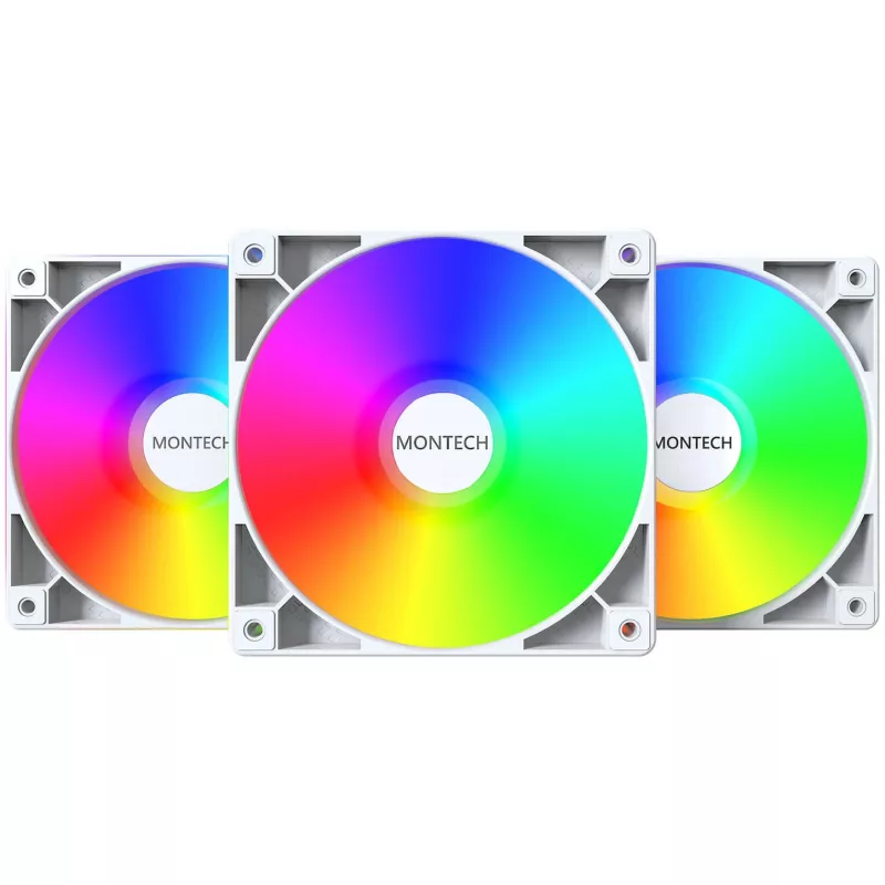 Behuizingsventilator-set Montech GF120 PWM ARGB 3-in-1 — 120mm PWM-ventilator met ARGB-verlichting