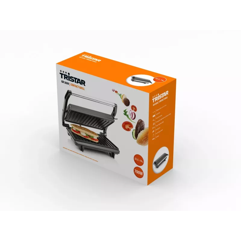 Contactgrill Tristar GR-2650 700W zwart roestvrij staal rechthoekig