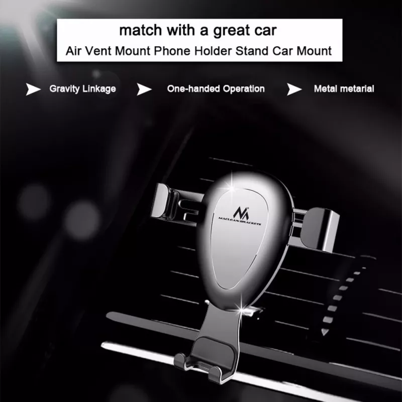 Maclean autohouder voor mobiele telefoons, universeel, voor het ventilatierooster, Gravity, max. hartafstand 90 mm, MC-324