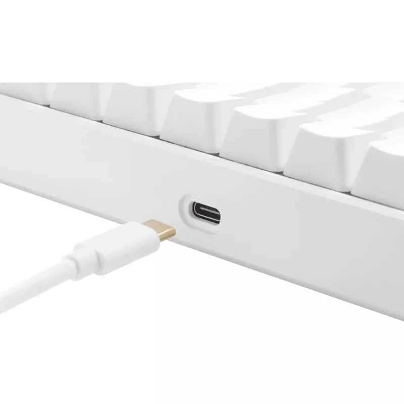 Deltaco GAM-100-W-DE. Toetsenbord formfactor: 65%. Toetsenbordstijl: recht. Apparaatinterface: USB + Bluetooth, toetsenbord-key switch: mechanische switch,
