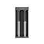 XTAR dual-slot Li-Ion-acculader voor 18650 cellen, USB-C-ingang, 2 vakken, zwart, LED-indicatoren