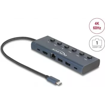 DeLOCK 92000 USB Type-C hub 5000 Mbit/s HDMI RJ-45 USB 3.2
