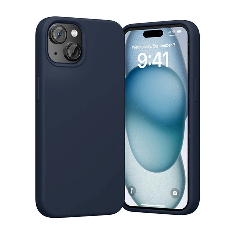 Siliconenhoes Vention KUFL0-20 voor iPhone 15 Plus, blauw – zachte beschermhoes, slanke pasvorm