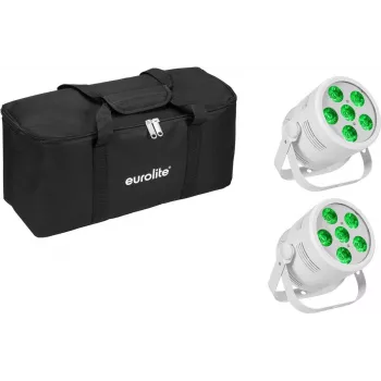 LED-Par-schijnwerper EUROLITE Silent Par 6 QCL Floor 2x met soft-bag — compacte vloer-QCL-LED-par, 2 stuks, transporttas
