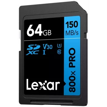 SDXC-flashgeheugen Lexar 64 GB UHS-I 800xPRO — Class 10, U3, V30, 150 MB/s