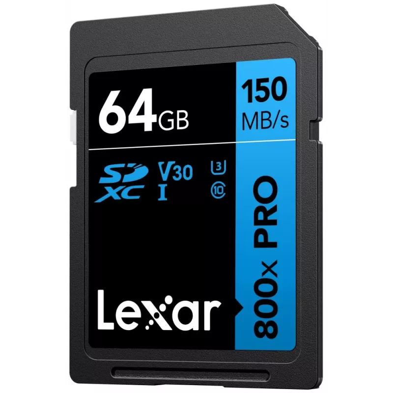 SDXC-flashgeheugen Lexar 64 GB UHS-I 800xPRO — Class 10, U3, V30, 150 MB/s