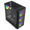 PC-behuizing SAVIO Noctis Flow RGB — Cube, ATX/Mini-ITX, 3x 120 mm frontventilatoren, zijvenster van gehard glas, max. GPU 35 cm