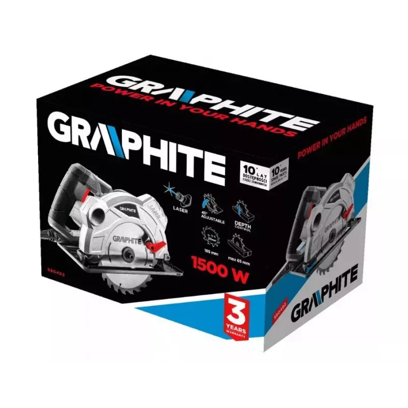 Cirkelzaag 1500 W Graphite zaagblad 185 mm