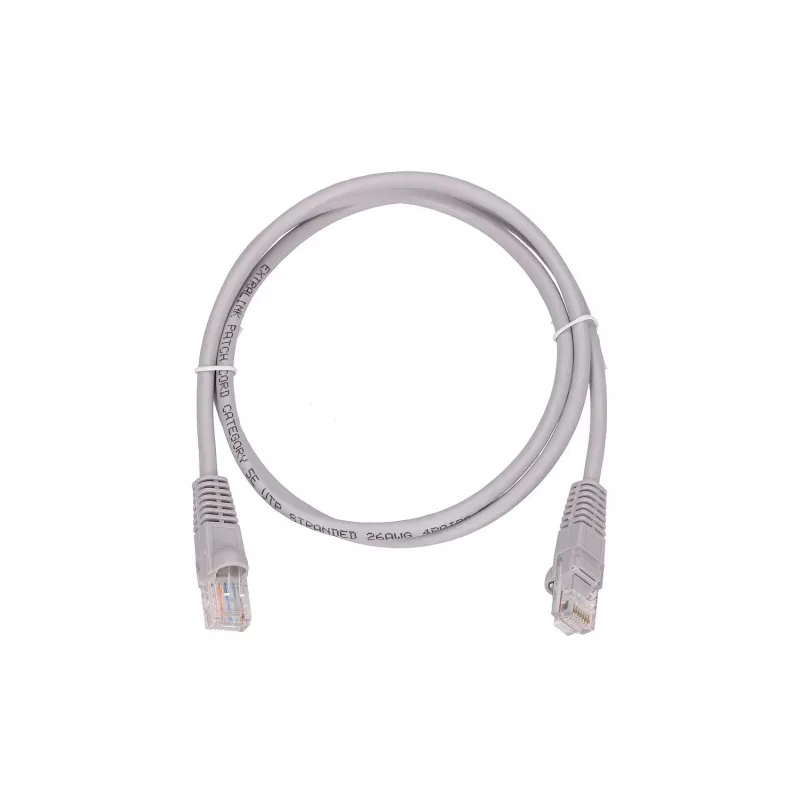 LAN-patchkabel Extralink Cat5e UTP 1 m, RJ-45 naar RJ-45, grijs