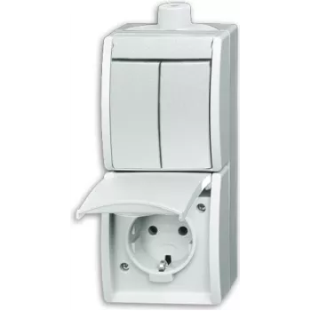 BUSCH JAEGER 2601/5/20EW-54-503 - CEE 7/3 - 2P+E - wit - IP44 - 250 V - 16 A