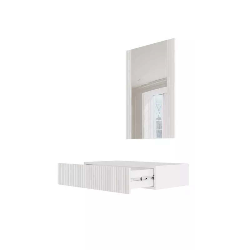 Kaptafel met spiegel cama meble PAFOS 80×41,6×100 cm, wit mat, MDF-frame, 1 lade