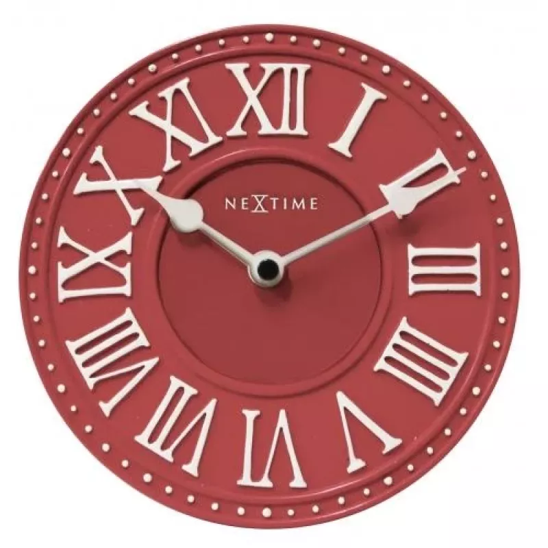 NeXtime klok 5187ro London tafel, Ø16 cm, wand, rood/wit