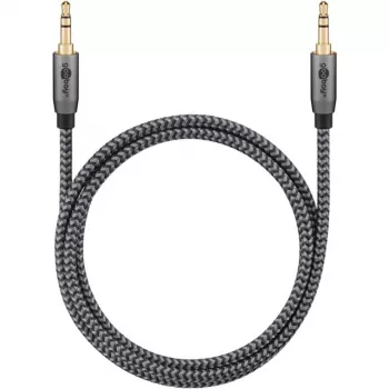 Plus Audio-verbindingskabel AUX 3,5 mm stereo (zwart/zilver, 2 meter)