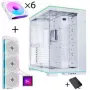 Lian Li O11 Dynamic EVO RGB pc-behuizing bundel + HydroShift II LCD-S 360TL AiO + 6x UNI FAN SL-INF 120 Reverse Blade ventilator - wit