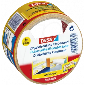 Dubbelzijdig plakband Tesa 56170, 5 m x 50 mm, permanent hechtend, gewapend weefsel