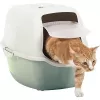 Kattenbak met kap Rotho Bailey groen wit 560×400×390 mm, koolstoffilter, 1 handgreep