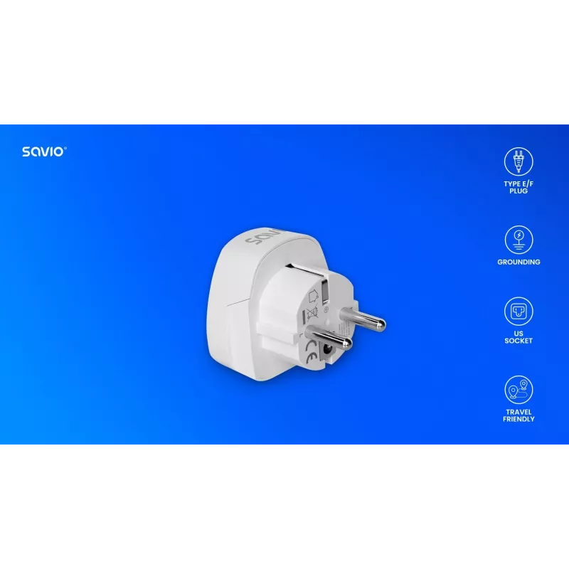 SAVIO AP-01 reisadapter, US-stopcontact – EU-stekker