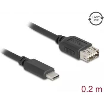 USB-kabel DELOCK 81534 — USB C naar USB A, USB 2.0, 0,2 m, zwart