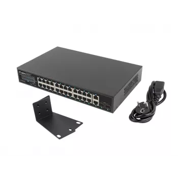 Unmanaged LANBERG switch RSGE-24P-2GE-2S-360 met 24 RJ-45 ethernetpoorten