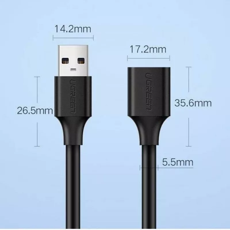 Ugreen verlengkabel-adapter USB 3.0 (bus) naar USB 3.0 (stekker) 2 m (zwart)