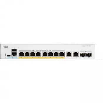 Cisco Catalyst 1300-8FP-2G - switch - L3 - managed - 8 x 10/100/1000 (PoE+) + 2 x Combo Gigabit SFP/RJ-45 - rack-monteerbaar - PoE+ (120 W) (C1300-8FP-2G)