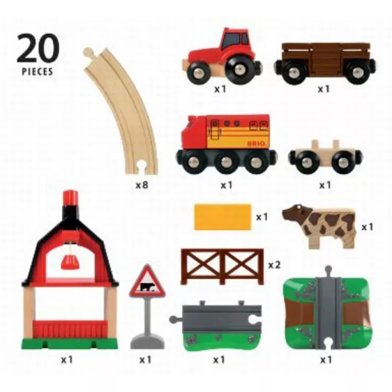 BRIO 33719 boerderijtreinset, 20 delen