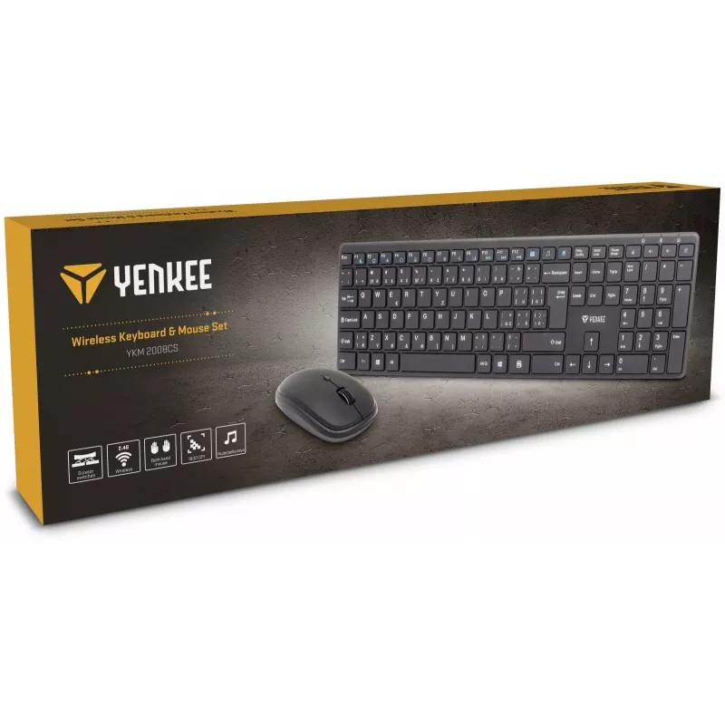 Draadloze toetsenbord-muis-set YENKEE YKB 2008CS — 2,4 GHz USB, compacte layout