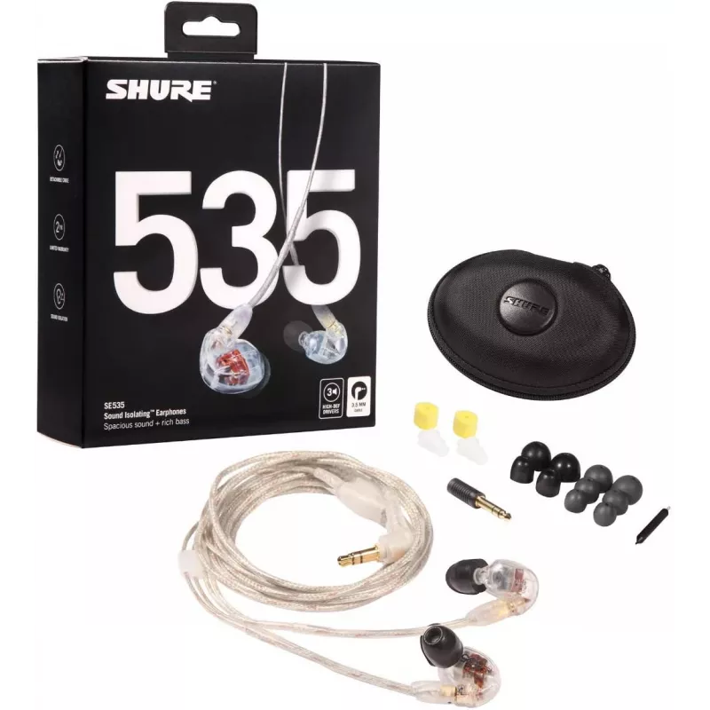 Shure SE535 headset bedraad in-ear podium/studio transparant