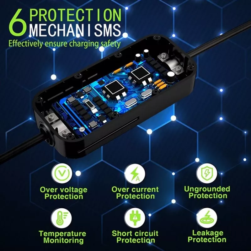 Mobiele lader voor elektrische voertuigen QOLTEC 52468 Type 2, 3,5 kW, 16 A, 5 m kabel, IP65