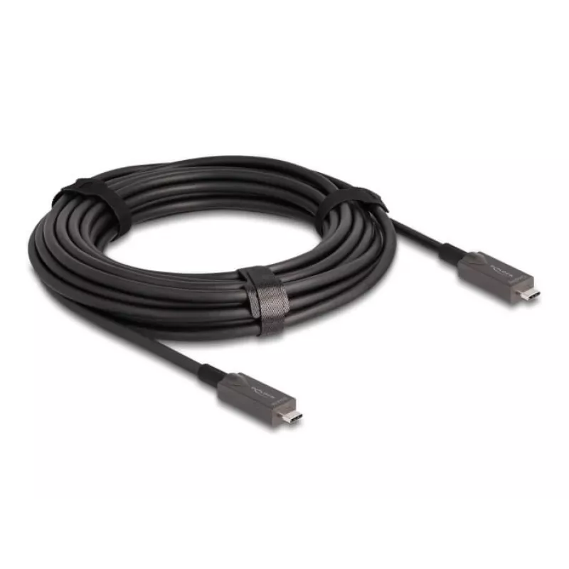 DeLOCK actieve optische USB-C video + data + PD-kabel 10 m zwart