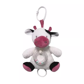Muziekdoos TULILO koe-model, wit-bordeaux uitvoering, 18 cm