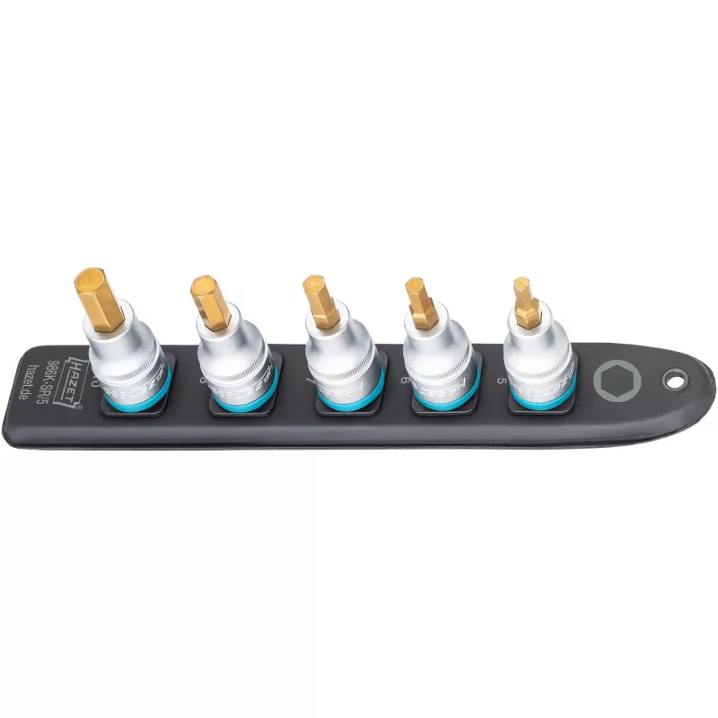 Inbus-dopsleutelset Hazet 986K-SR/5, 5-delig, maten 5–10 mm
