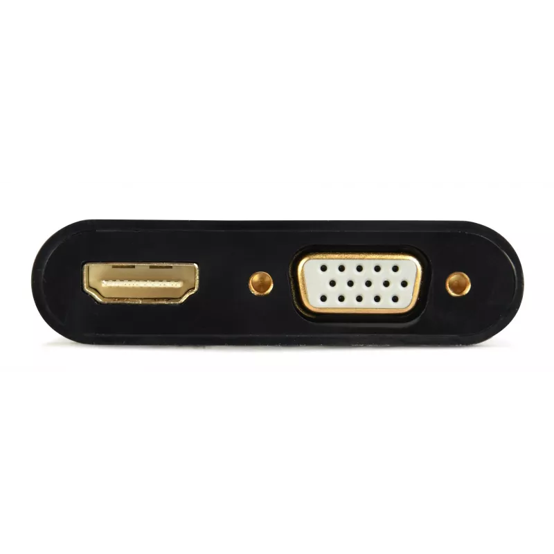 Videokabel-adapter GEMBIRD A-VGA-HDMI-02 0,15 m — HDMI + VGA (D-Sub) bus naar VGA (D-Sub) stekker, zwart