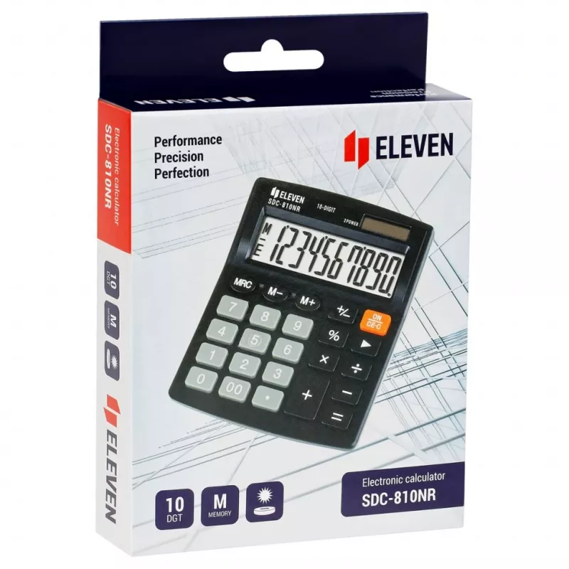 ELEVEN rekenmachine bureau SDC-810NR 10-cijferig display, dual powered, zwart