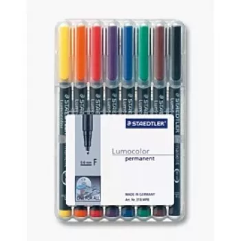 Permanentmarker Staedtler 318 WP8 zwart blauw bruin groen oranje rood violet geel 8 stuks
