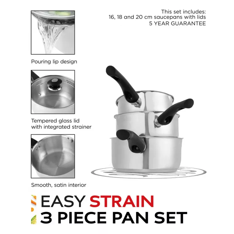 Russell Hobbs RH00542EU7 Easy Strain 3-delige pannenset
