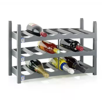 Tafel-wijnrek rotho VARIO voor 6 flessen, opvouwbaar, grijs, 600×220×140 mm