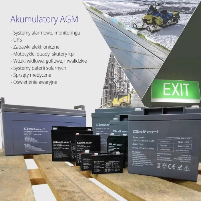 Qoltec 53036 AGM-batterij | 12V | 24Ah | max 360A