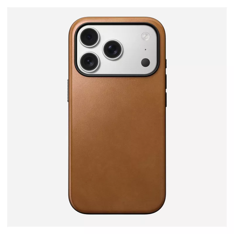 Telefoonhoesje Nomad Modern Leather Case voor iPhone 17 Pro, 16 cm (6,3 inch), tan, leer & PC/TPU