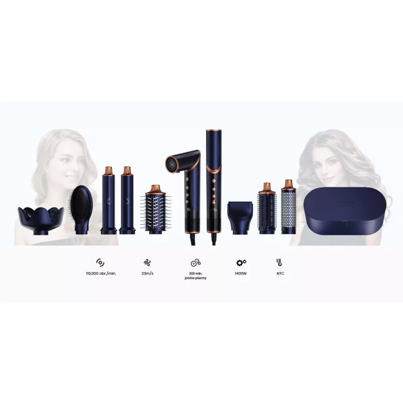 Multistyler-haardroger en -krultang Lovio LVHS001BL met gecombineerde hetelucht-stylingfunctie