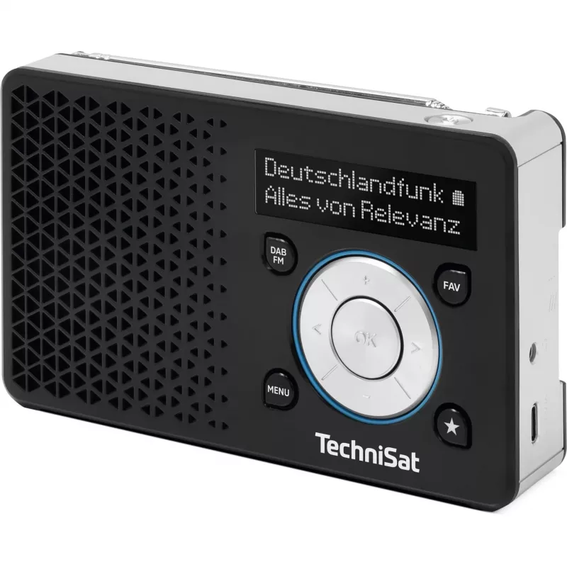 TechniSat DigitRadio 1 A 0100/4997 digitale radio, DAB+/FM, RDS, 40 zendergeheugens, ASA-waarschuwingsfunctie, zwart/zilver