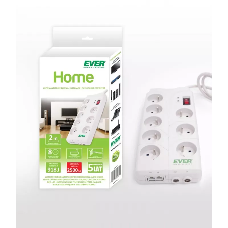 Overspanningsbeveiliging Home 2m 8 stopcontacten