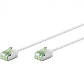 Ultra-flexibele Cat.8.1 patchkabel slank, U/FTP (wit, 3 meter, extra korte stekker)
