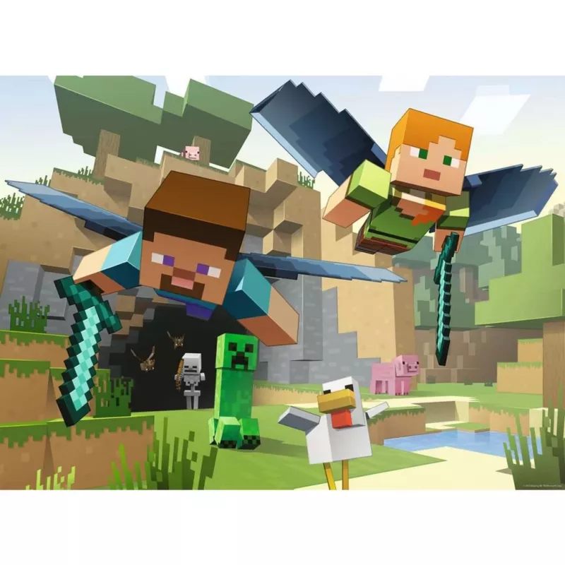 Ravensburger Minecraft Animal Adventures puzzel – 200 stukjes, rechthoekig