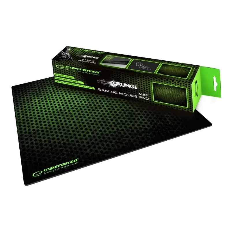 Muispad ESPERANZA EGP102G — gamingrubberen mat 300×240 mm, 3 mm, groen/zwart, antislip