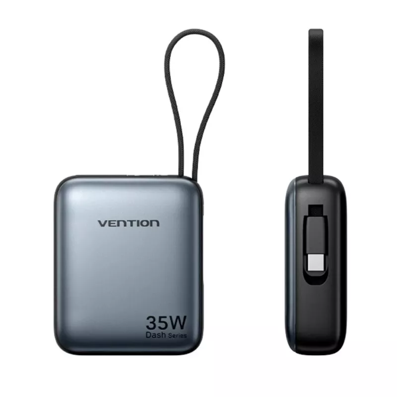 Vention FHEH0 powerbank 10000 mAh 35 W met USB-C-kabel, grijs