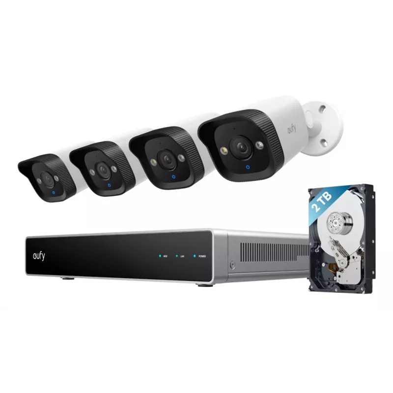 NVR-beveiligingsrecorder Eufy E40 — 8-kanaals 4K-ingang, 2 TB HDD (uitbreidbaar tot 16 TB), zwart/grijs/wit