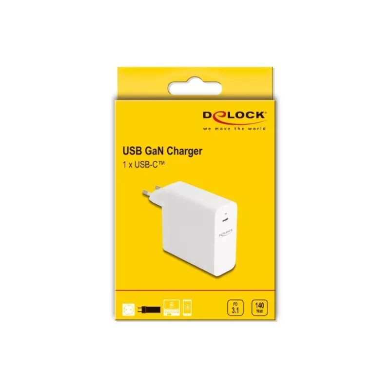 Oplader DeLOCK USB GaN 140W PD 3.1 binnen AC universeel